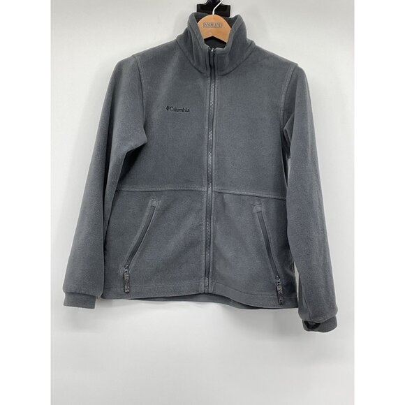 Columbia Youth Full-Zip Fleece Jacket 14/16 Gray 100% Polyester Made In Vietnam - Picture 1 of 6